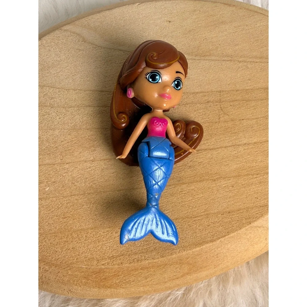 Splashings Miniature Mermaid Doll Brown Hair Blue Removable Tail Pink Top Toy